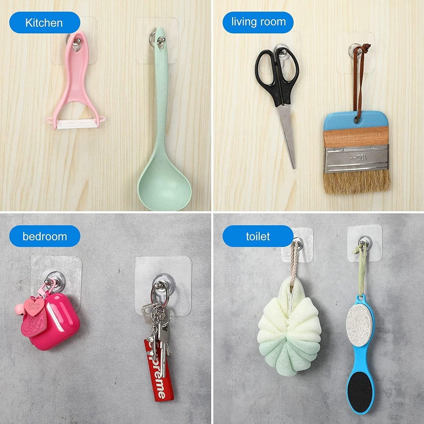 Adhesive Wall Hooks – 10 Pcs