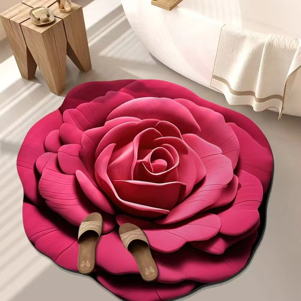 Floral Plush & Quick Dry Floor Mat